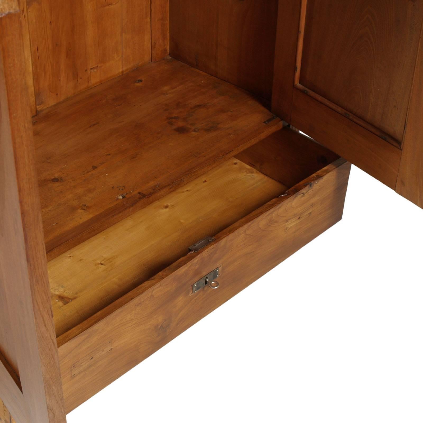 Neoclassical Revival 1850s Antique Neoclassic Cabinet Cupboard, Solid Wood Restored and Wax-Polished