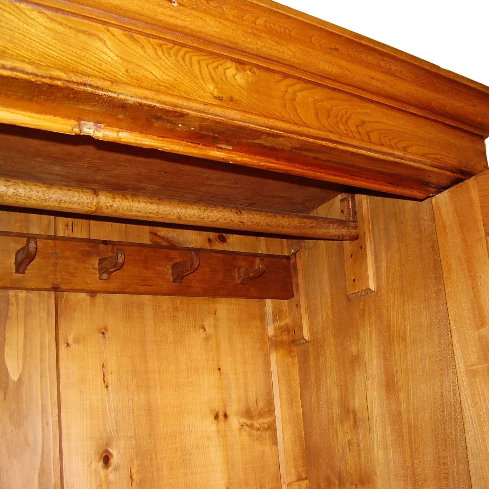 Carved 1850s Antique Neoclassic Cabinet Cupboard, Solid Wood Restored and Wax-Polished