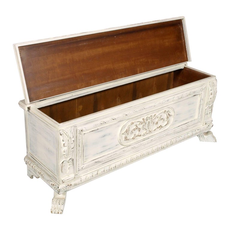 1920s shabby chic white blanket chest carved wood painted polished to wax for sale at 1stdibs 1920s shabby chic white blanket chest carved wood painted polished to wax for sale at 1stdibs