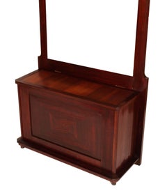 Art Deco Trunk Chest with Mirror, Entry Furniture in Mahogany Polished to Wax