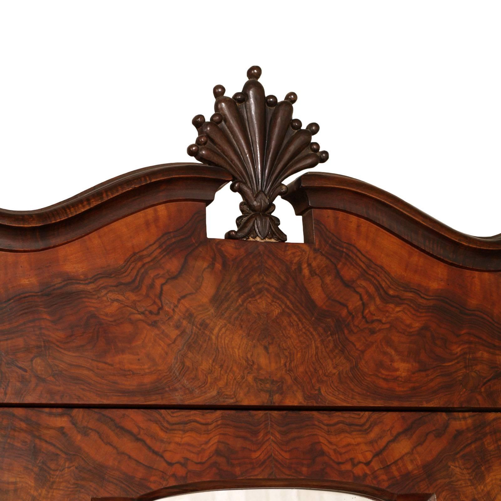 Baroque Revival Eclectic Baroque Chippendale Wardrobe in Burl and Ebonized Carved Walnut