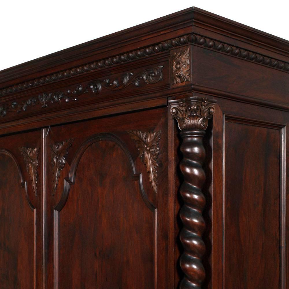 1890s Renaissance Revival cupboard wardrobe in carved walnut, with two internal mirror on doors by Dini & Puccini (Cascina - Tuscany)
It can be used as a bookcase by adding internal shelves that we can add to it
Restored and polished to wax with a