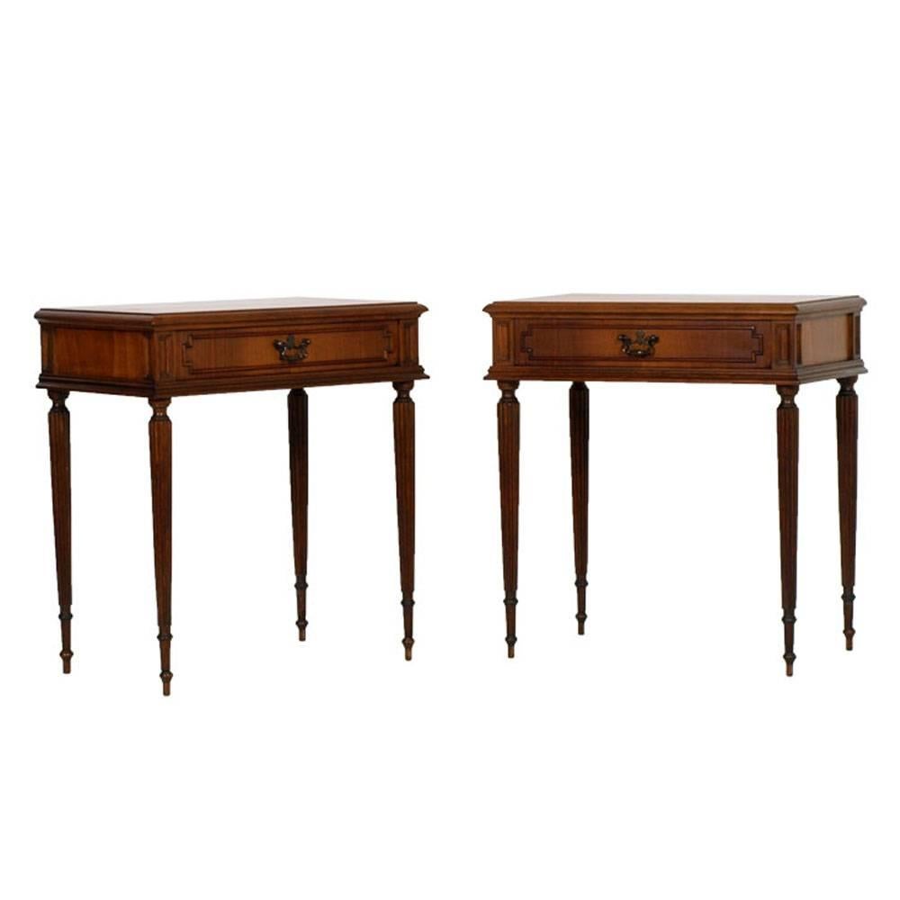 Early 20th Century Pair Nightstands Louis XVI , Walnut restored & wax polished For Sale