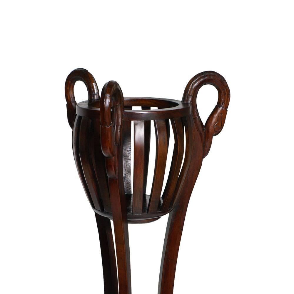 Early 20th Century Art Nouveau Pedestals, style Jacques Gruber, in Carved mahogany. Polished to wax.
Measures cm: H 130 Diam. 40 Diam. internal 20/18.

About Jacques Gruber
Jacques Grüber (25 January 1870 – 15 December 1936) was a French woodworker