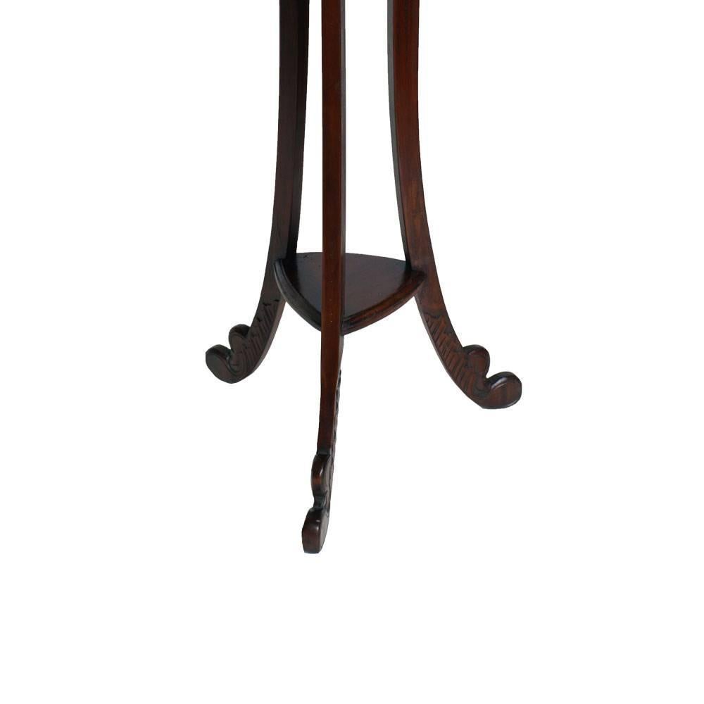 French Early 20th Century Art Nouveau Pedestals, style Jacques Gruber, Carved Mahogany For Sale