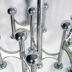 Large Sculptural Pendant Chandelier by Gaetano Sciolari 1970s in Chromed Steel