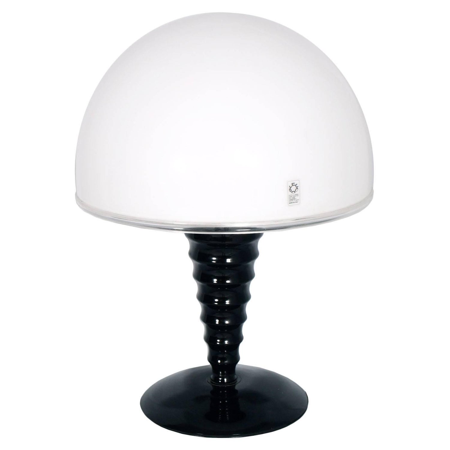 Mid-Century Modern Mushroom Table Lamp by Leucos Murano Glass White and  Black For Sale at 1stDibs