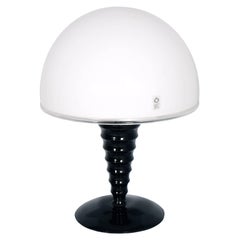 Mid-Century Modern Mushroom Table Lamp by Leucos Murano Glass White and Black