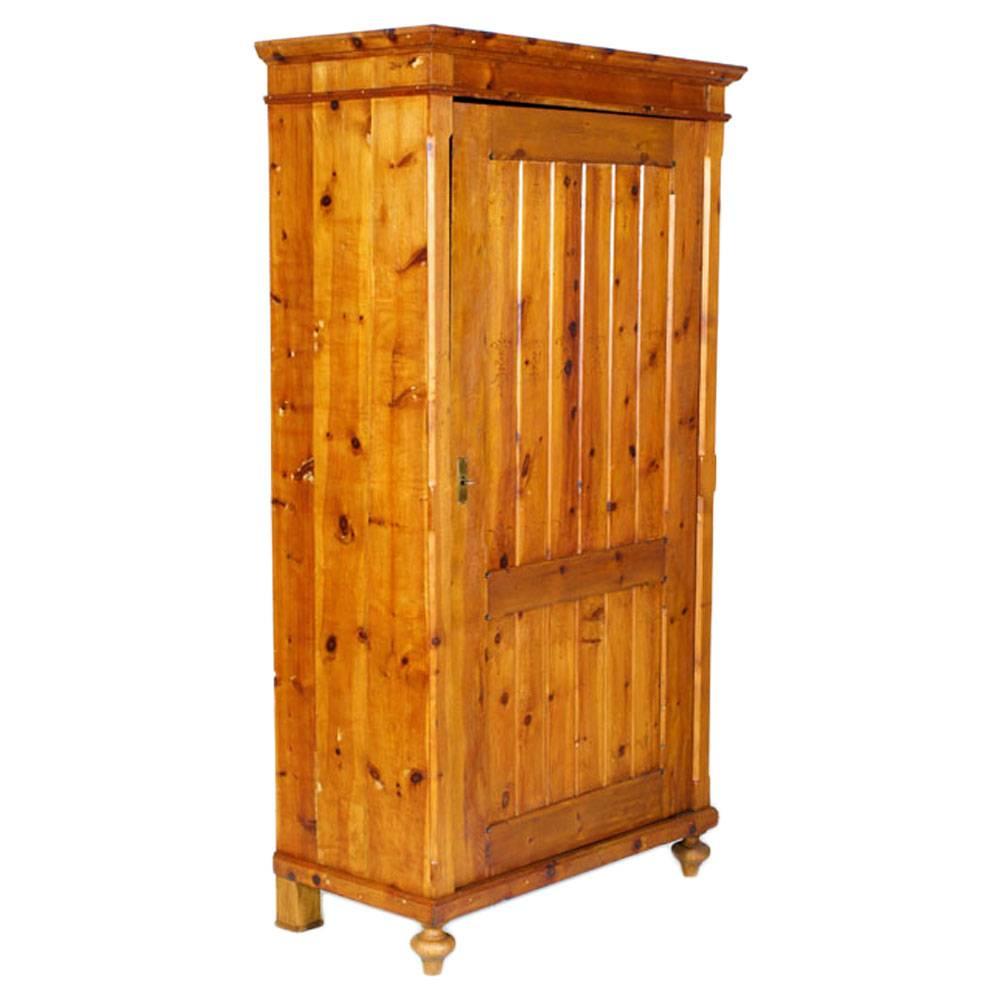 Tyrolean Antique Country Cupboard Wardrobe Bookcase in Fir For Sale
