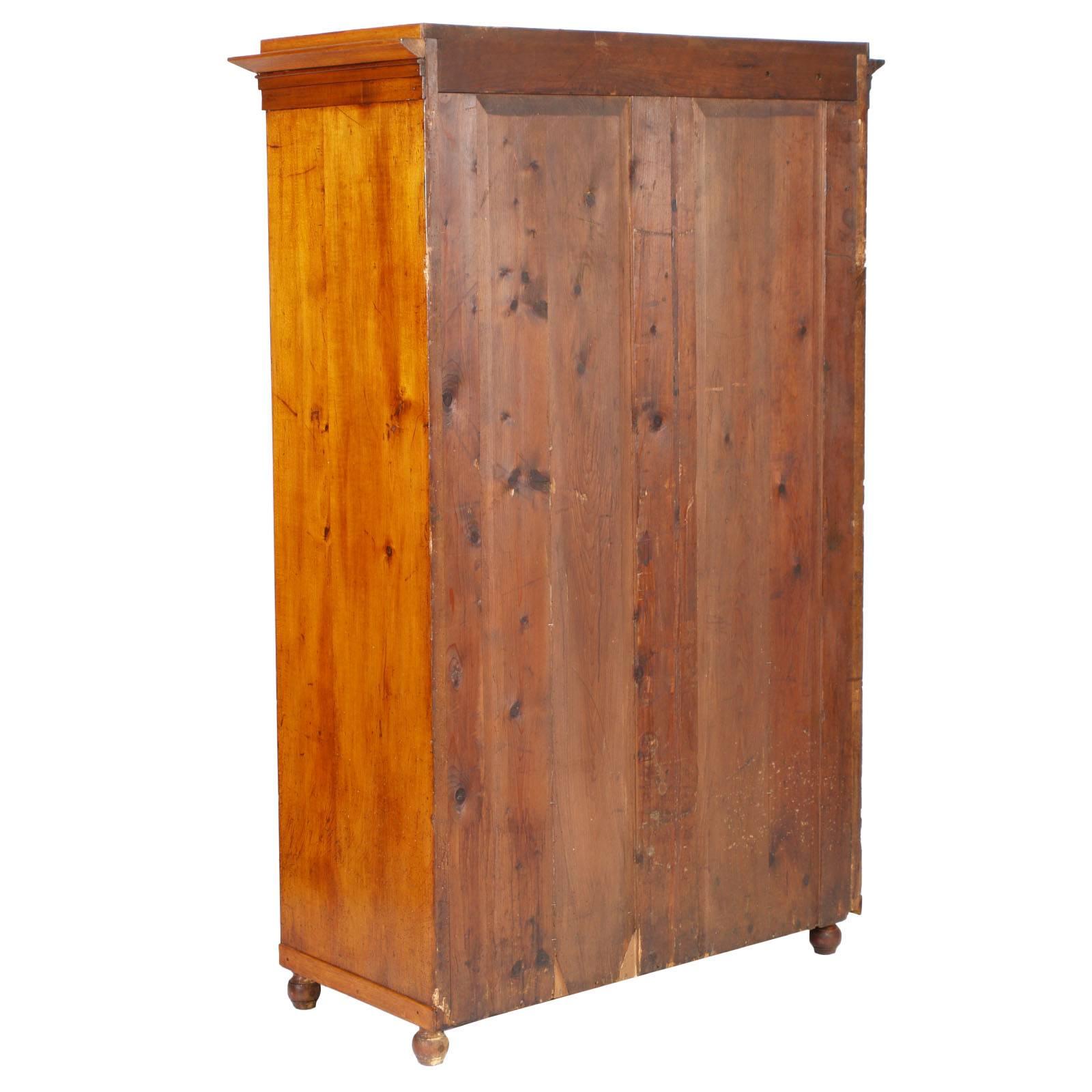 Late 19th Century Viennese 19th Century Biedermeier Cupboard Wardrobe in Birch Polished to Wax For Sale