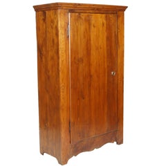 19th C Biedermeier Antique Elegant Cupboard Wardrobe Solid Fir Polished to Wax