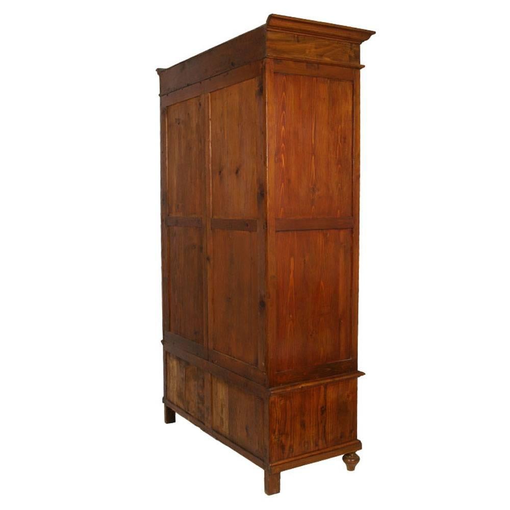 Neoclassical 1880s Antique Neoclassic Country Wardrobe Cupboard in Solid Fir with Drawer