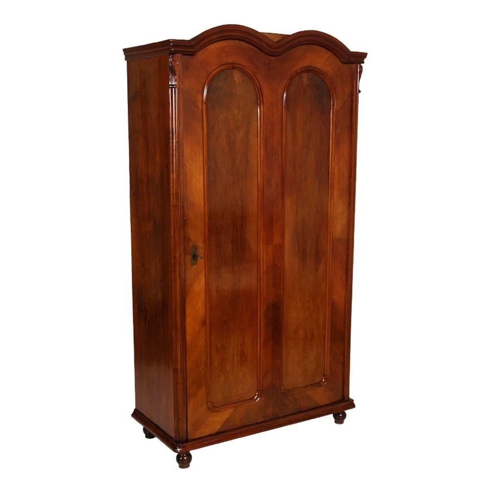 1860s Austrian Biedermeier Wardrobe Cupboard in Walnut, Polished to Wax