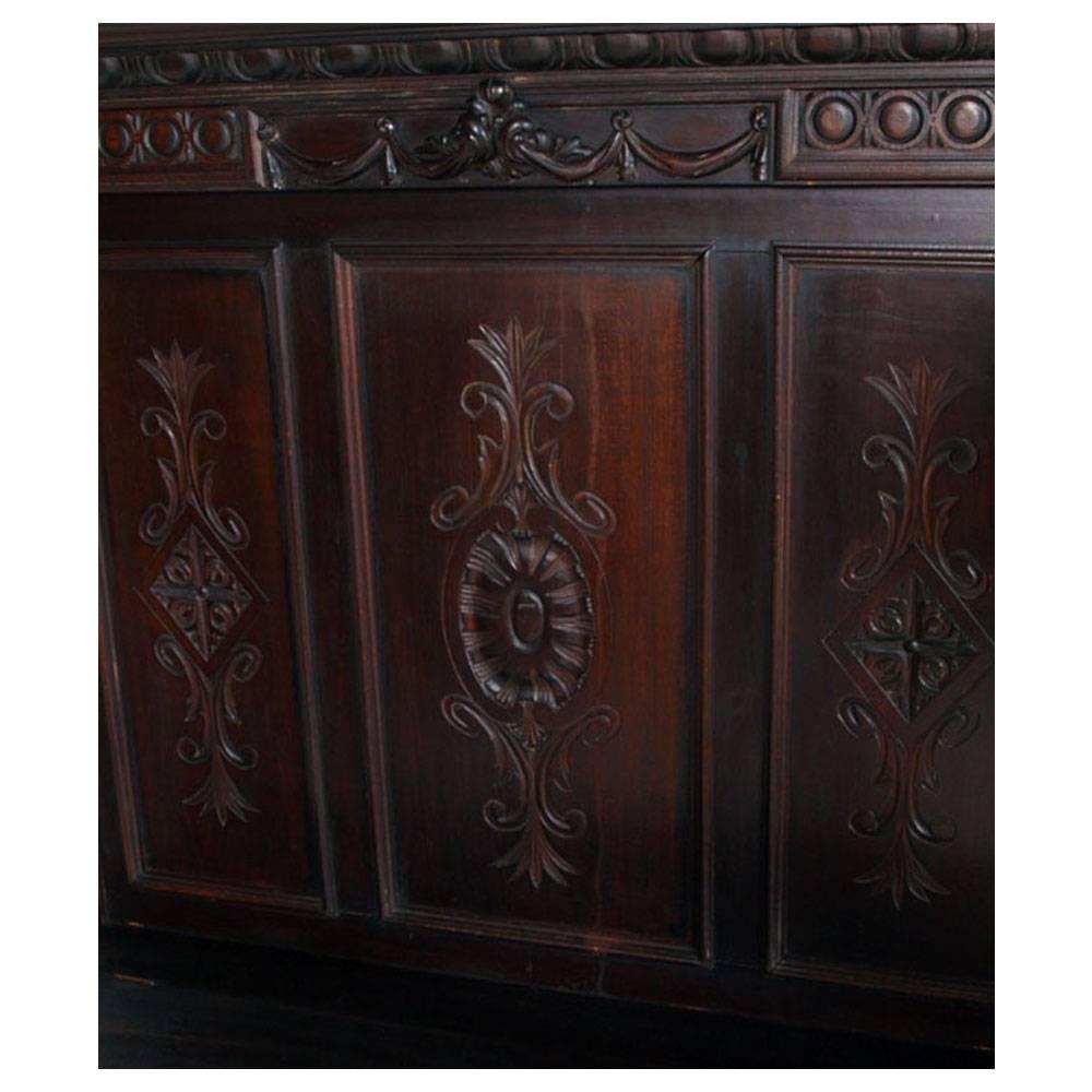 Italian Late 19th C. Renaissance Florentine Bench Chest in Solid Carved Ebonized Walnut  For Sale