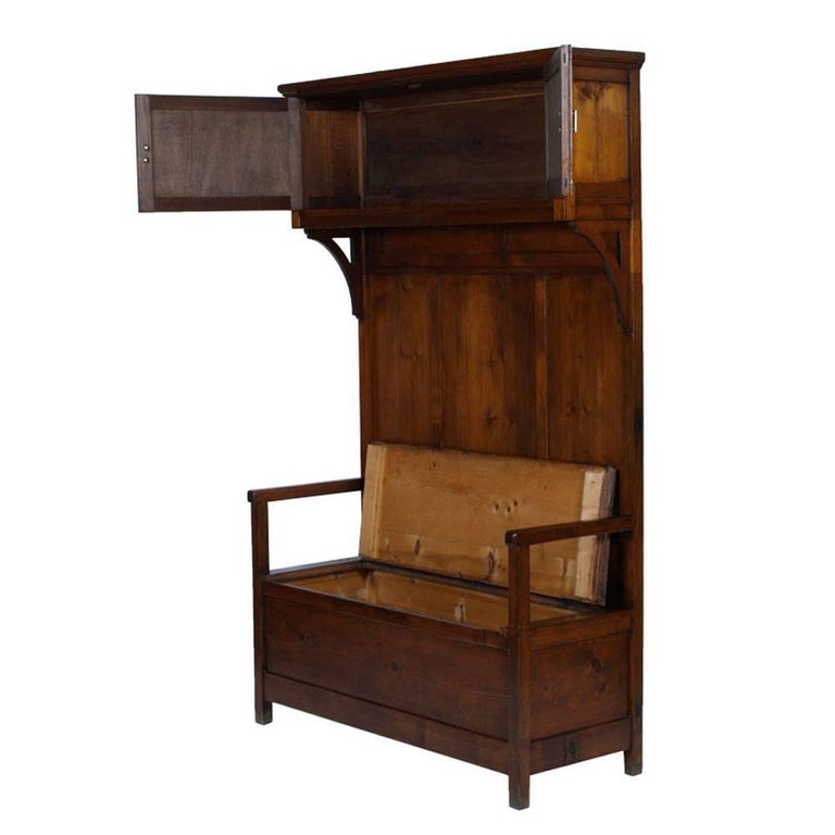 Early 20th Century Art Nouveau Period Chest Bench Entrance Furniture Solid Fir
