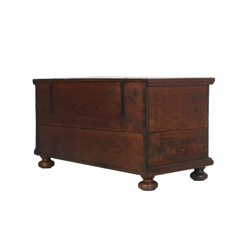 Mid-19th Century Early 19th Century Italian Chest Trunk in Solid Fir
