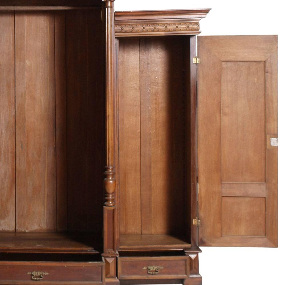 Late 19th Century Italian Last 19th Century Neoclassic Wardrobe Cupboard in Carved Walnut For Sale