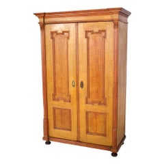 Antique Original Tirol Wien Wardrobe Cupboard Massive Wood Laquered Faux Wood