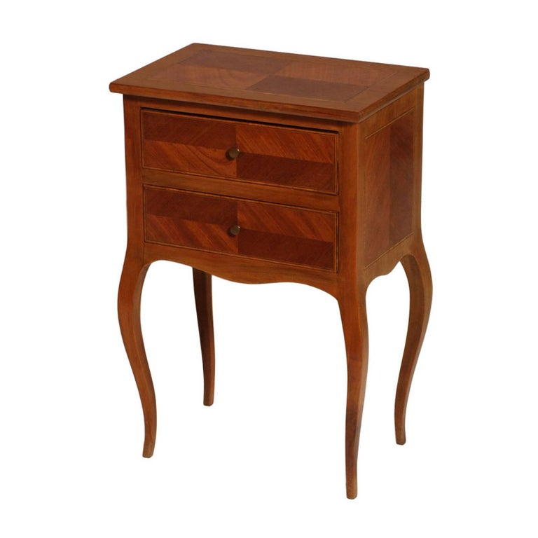 Bovolone 1920s Side Cabinet, Nightstand, in Walnut and Walnut Inlay with Maple For Sale