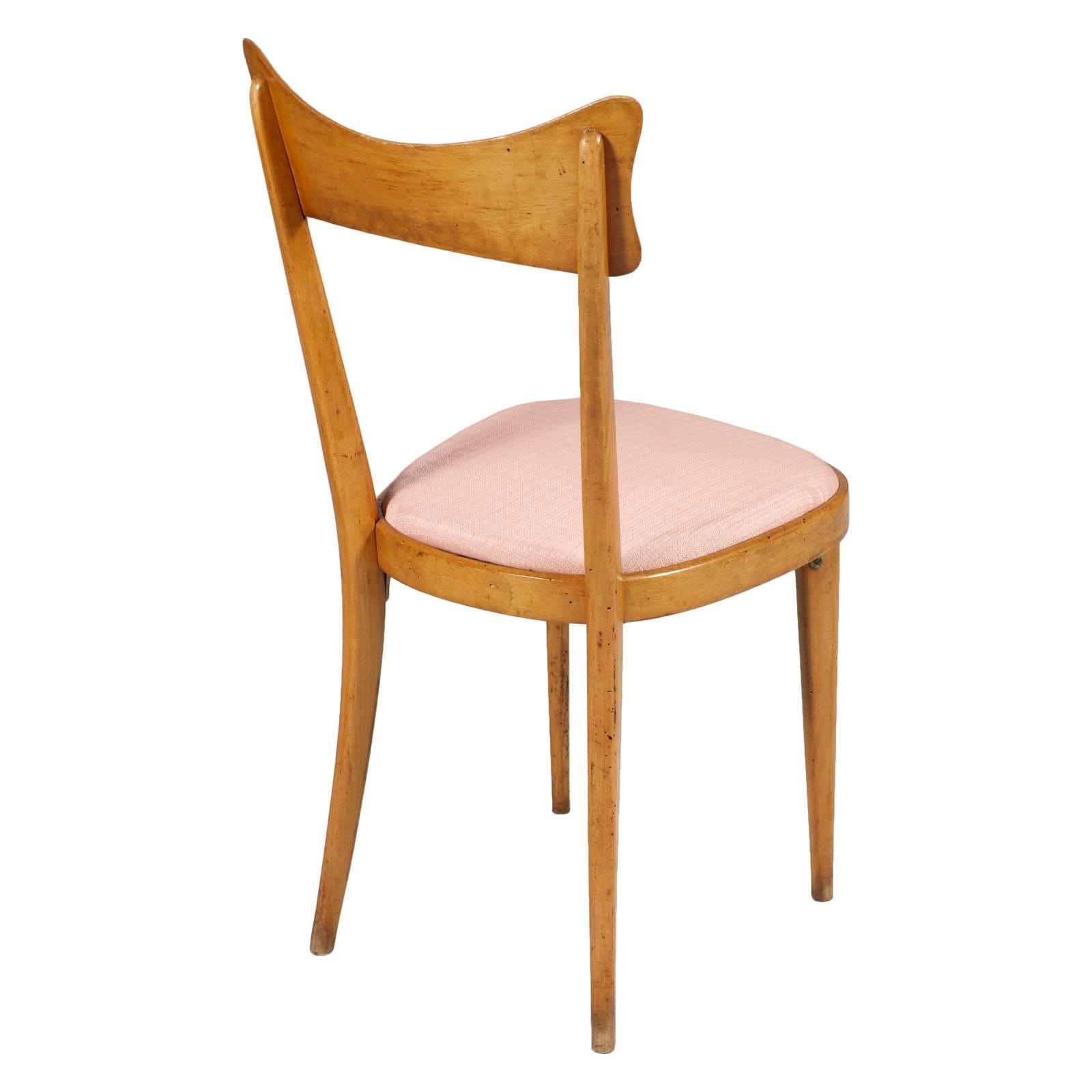 Ensemble de quatre chaises modernes du milieu du siècle dernier en noyer blond, style Ico Parisi en vente 1