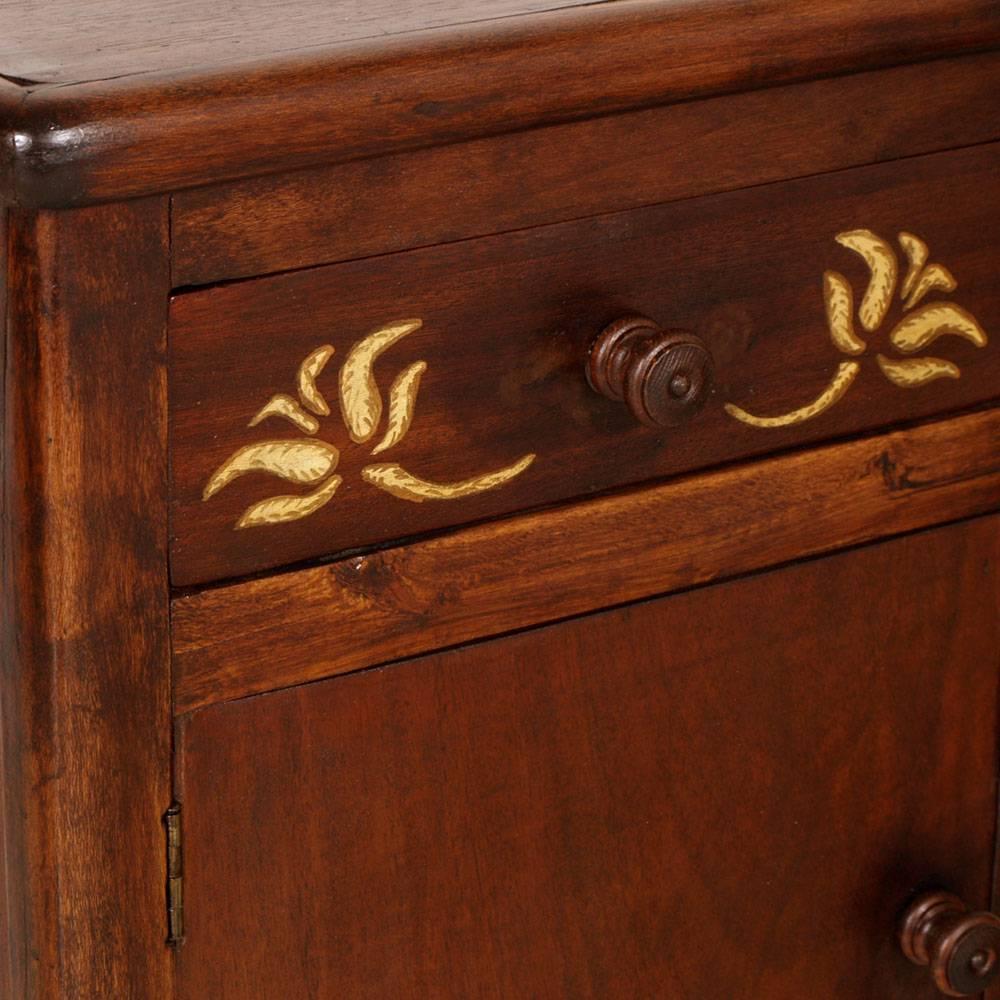 Italian Early 20th Century Art Nouveau Country Bedside Tables, Walnut, Mahogany Restored