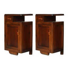 1920s Art Deco Bedside Tables Nightstands in Walnut Restored and Polished to Wax