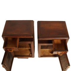 1920s Art Deco Bedside Tables Nightstands in Walnut Restored and Polished to Wax