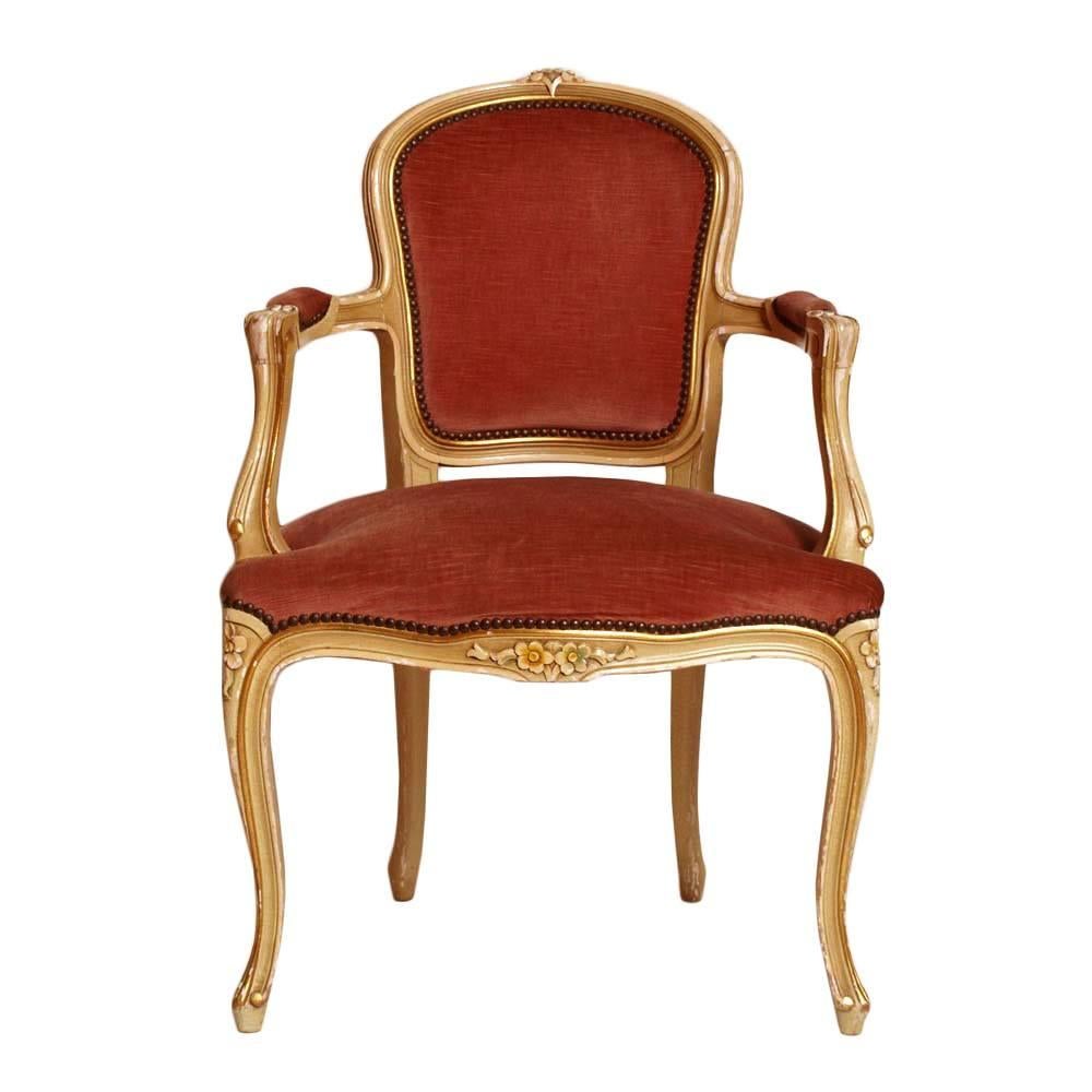 Fauteuil baroque vénitien du 19ème siècle, bois sculpté, décoré à la main en vente