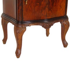 Venetian Early 20th Century Baroque Nightstand Hand-Carved Walnut, Burl Restored