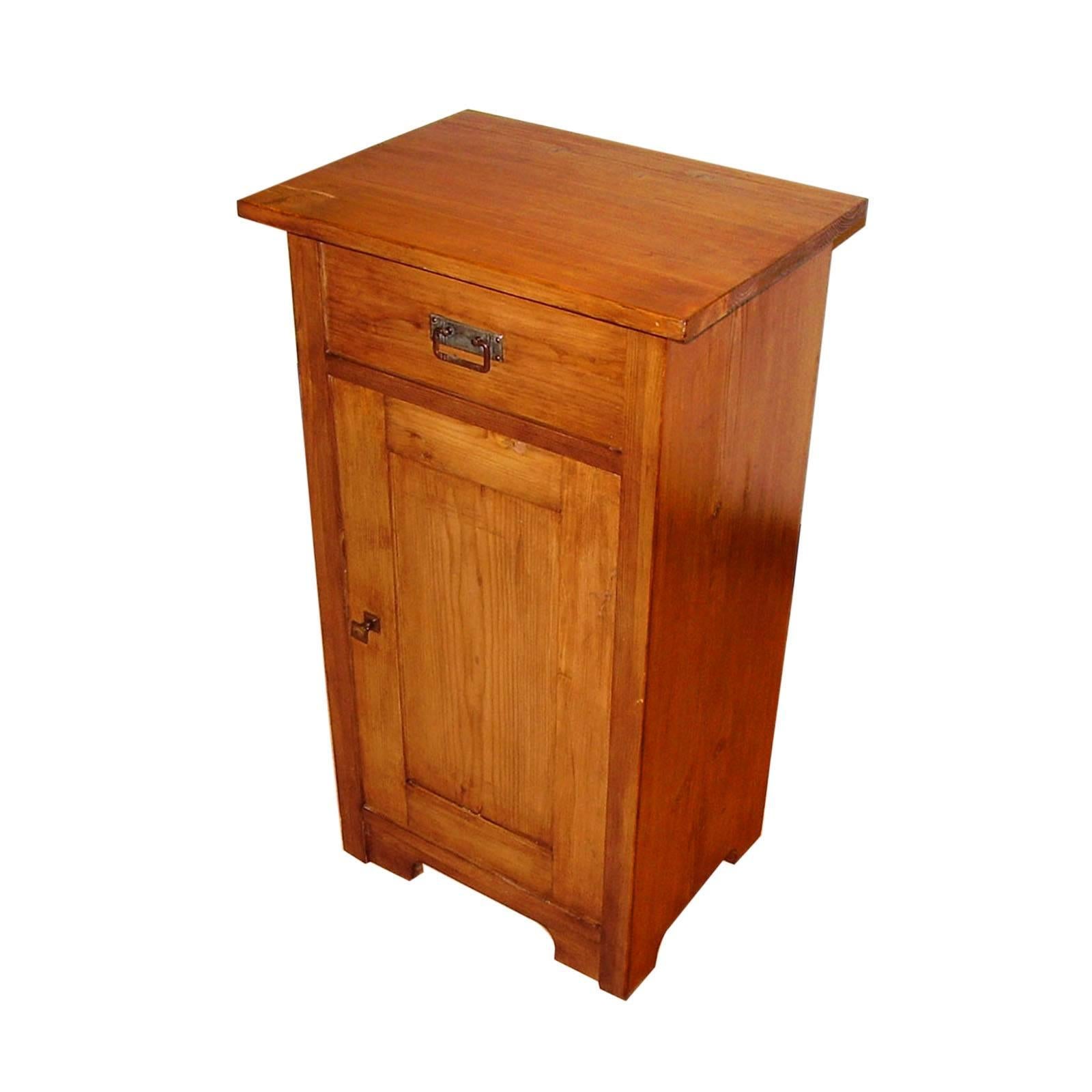 19th Century Austrian Country Rustic Nightstand, Restored Polished to Wax For Sale