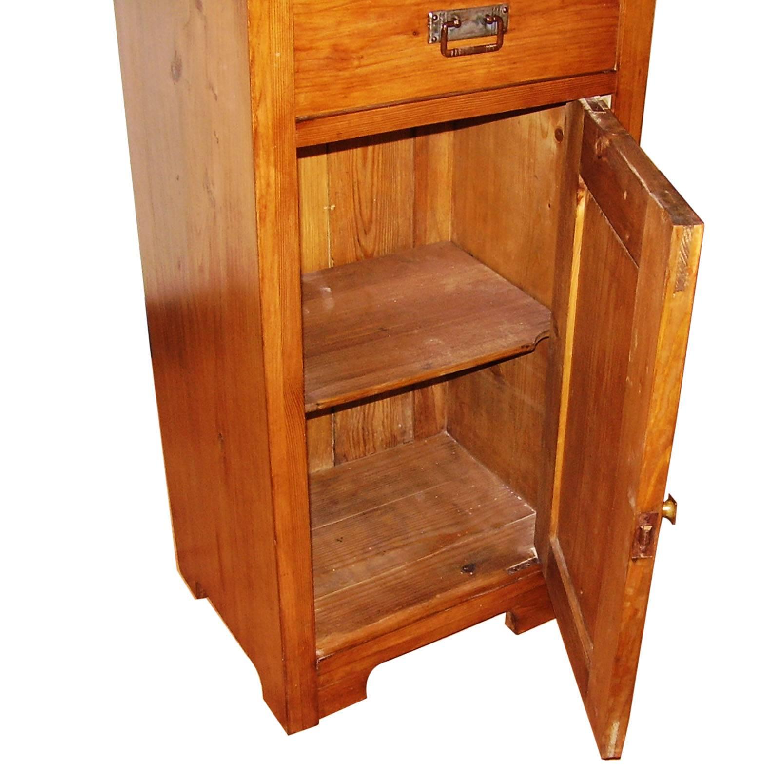Pine 19th Century Austrian Country Rustic Nightstand, Restored Polished to Wax For Sale