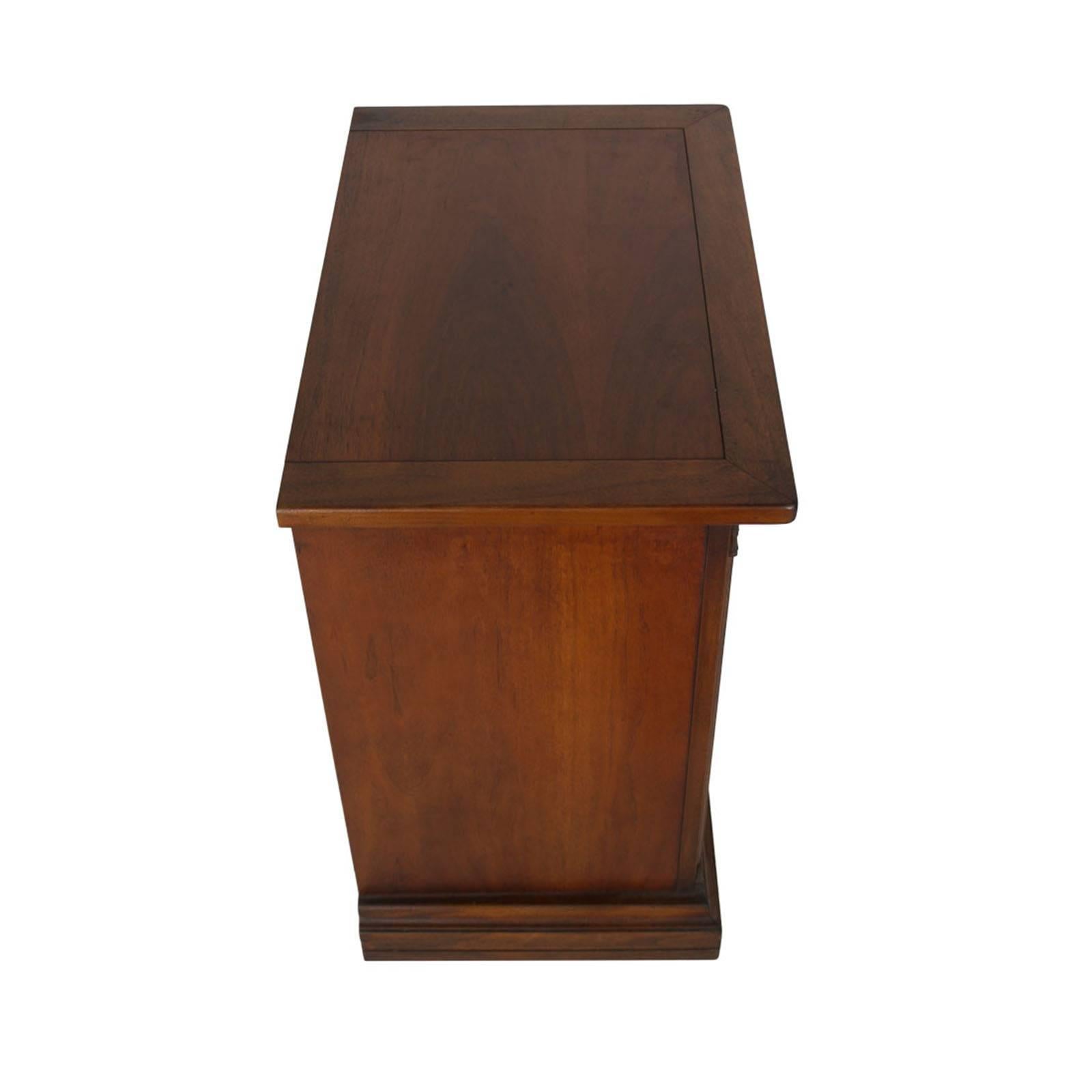 Renaissance Revival 1930s Neoclassic Small Cabinet Chest of Drawers Nighstand Walnut  Wax Polished