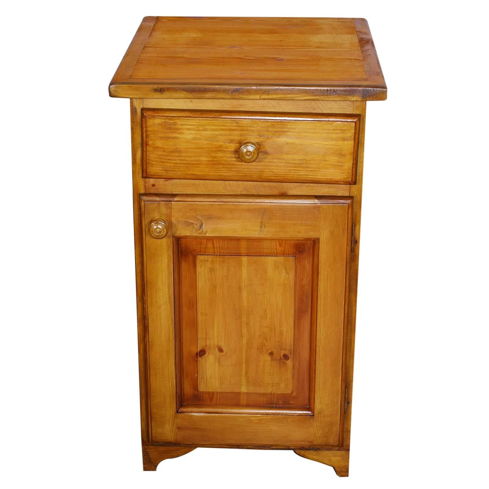 Late 19th century Austrian country rustic cabinet nightstand, solid larch, restored and polished to wax

Measure cm: H 88, W 52, D 60.
 