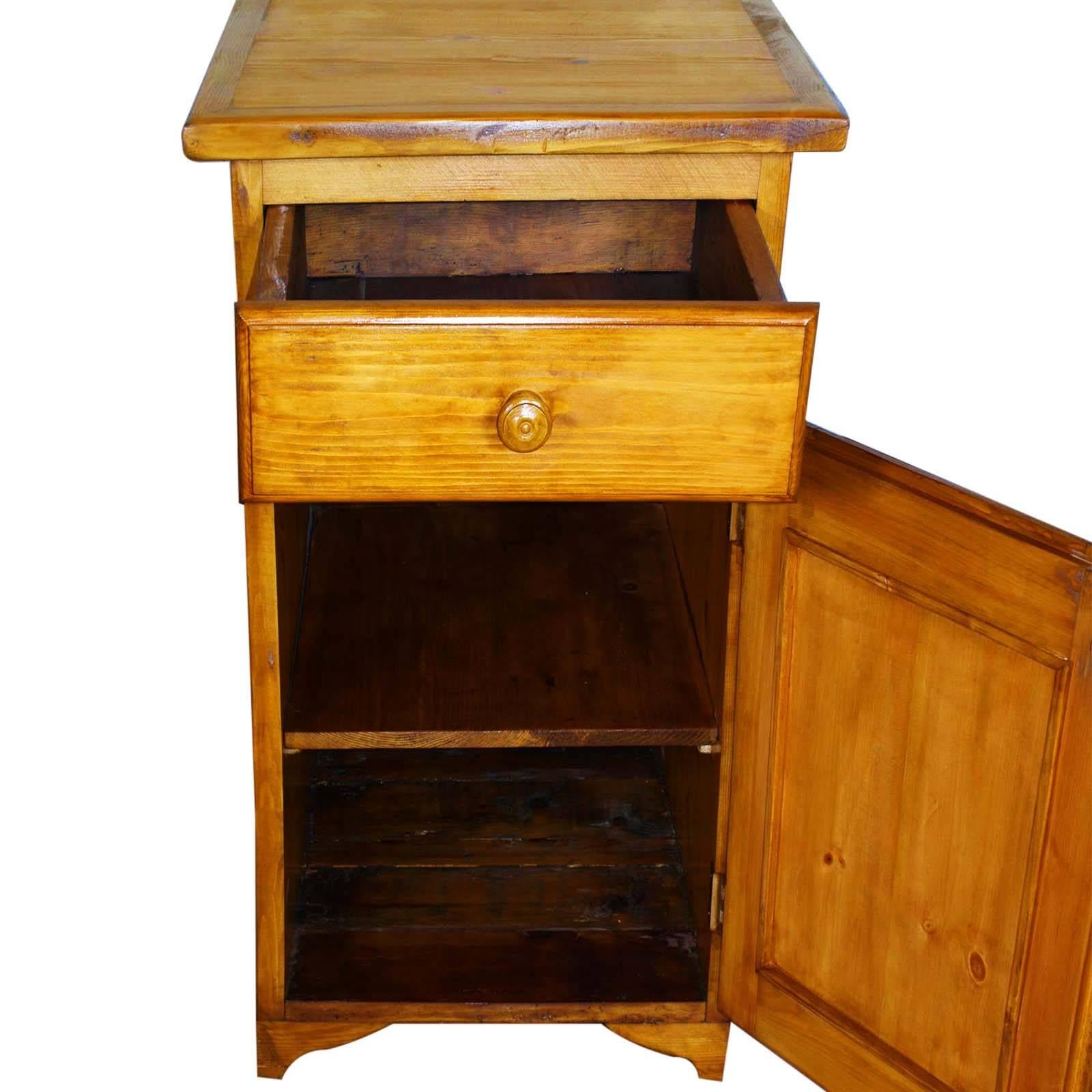 Late 19th Century Austrian Country Rustic Cabinet Nightstand, Larch, Restored In Excellent Condition In Vigonza, Padua