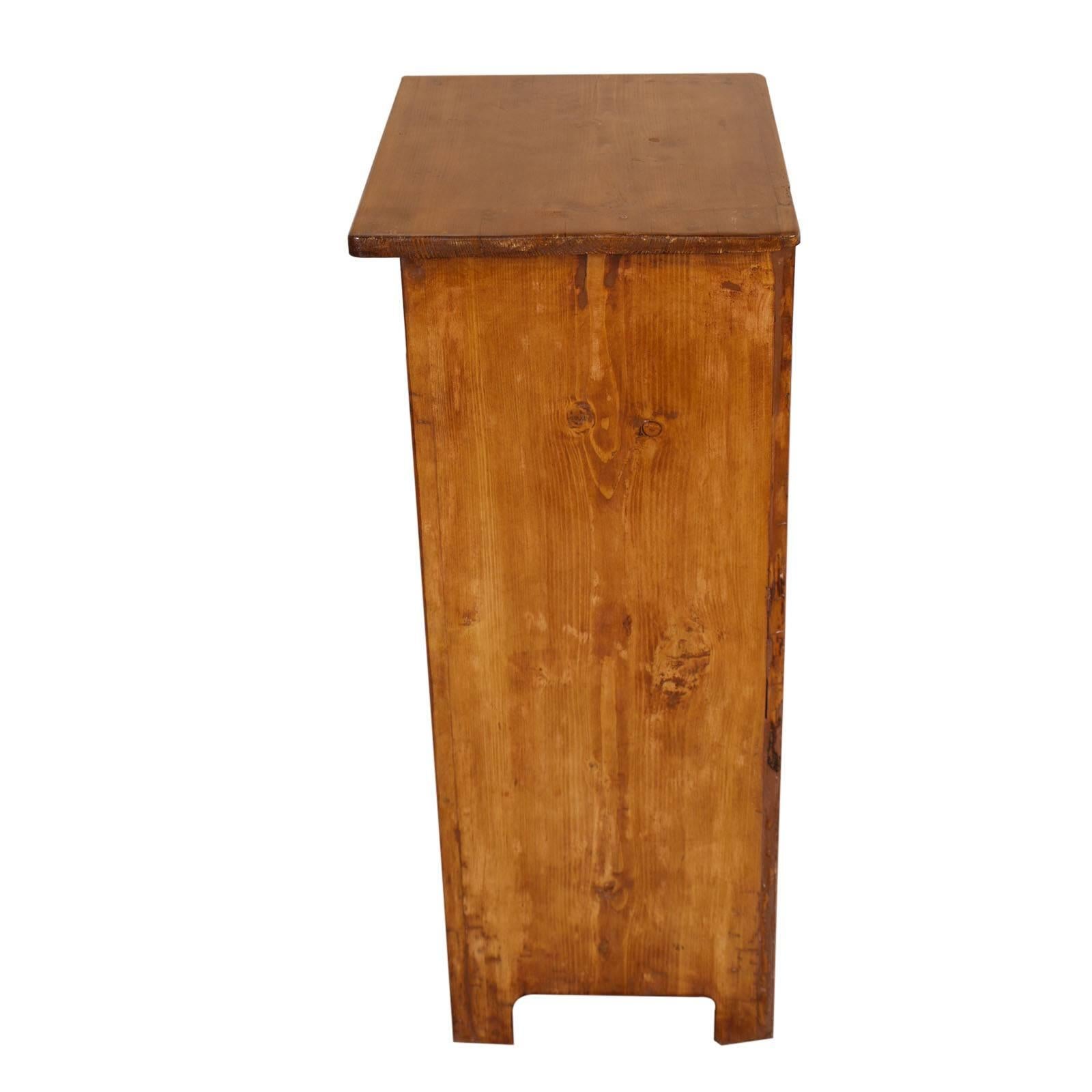 Italian 19th Century Country Rustic Tyrolean Nightstand Larch Restored Polished Wax For Sale