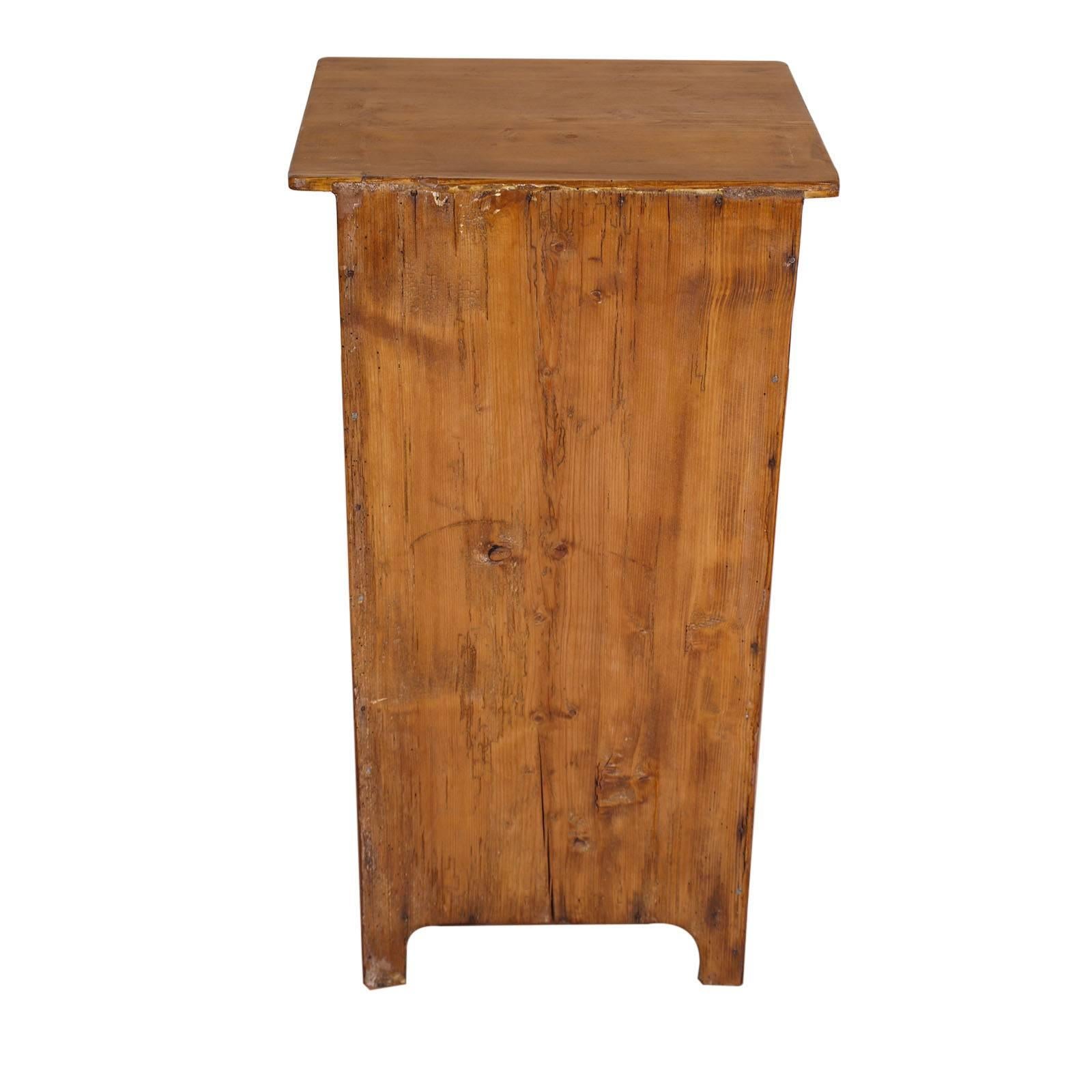 19th Century Country Rustic Tyrolean Nightstand Larch Restored Polished Wax For Sale 1