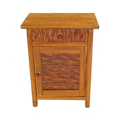 Art Deco Country Tyrol Two Hand Decorated Nightstands, solid larch Wax Polished