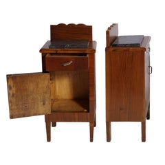 Early 20th Century Art Nouveau Italian Nightstands in Solid Walnut