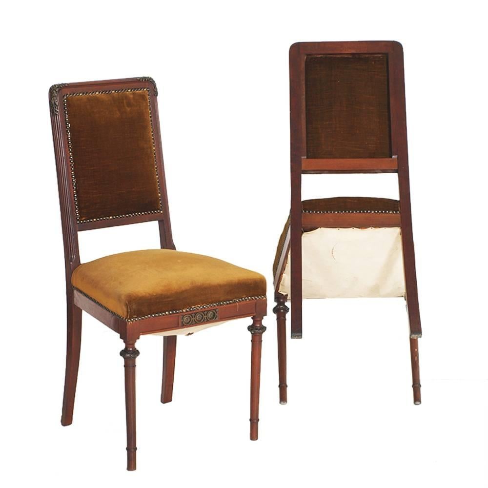 Italian Late 19th Century Art Nouveau Side Chairs, Eugenio Quarti attributed In Good Condition For Sale In Vigonza, Padua