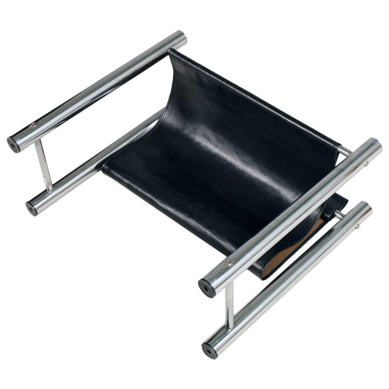 1960s Mid-Century Modern Chrome and Leatherette Magazine Rack Zanotta  Attributed For Sale at 1stDibs