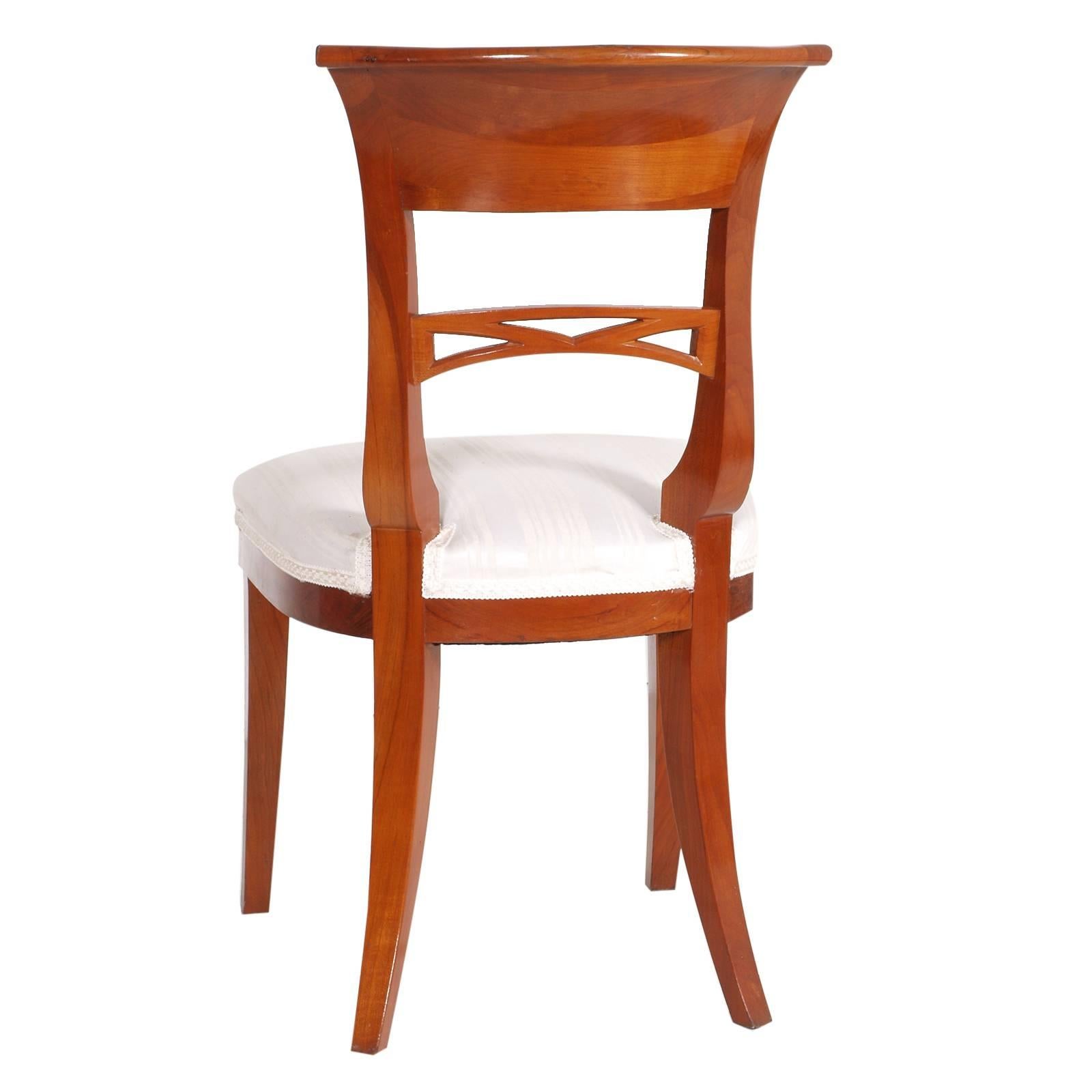 Italian Early 20th Century Biedermeier Chair in Cherrywood Restored and Polished to Wax For Sale