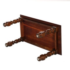 Early 20th Century Coffee Center Table Renaissance Tuscan in Walnut Wax Polished
