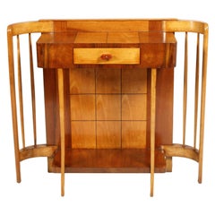 Mid Century Art Deco Console Mirror, Paolo Buffa Style, Wax Polished