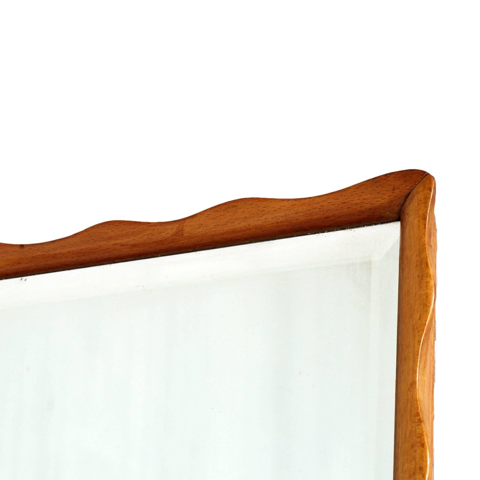 Mid Century Art Deco Console Mirror, Paolo Buffa Style, Wax Polished For Sale 1