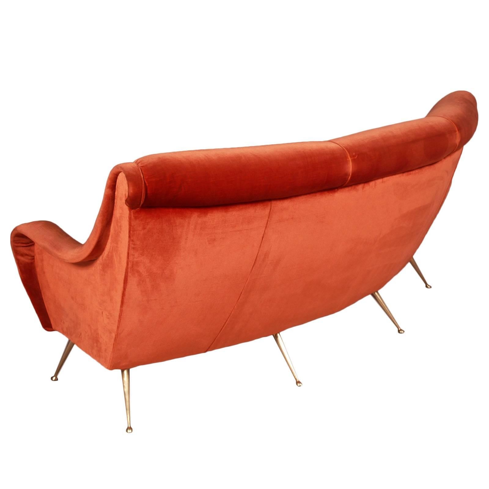 coral velvet sofa