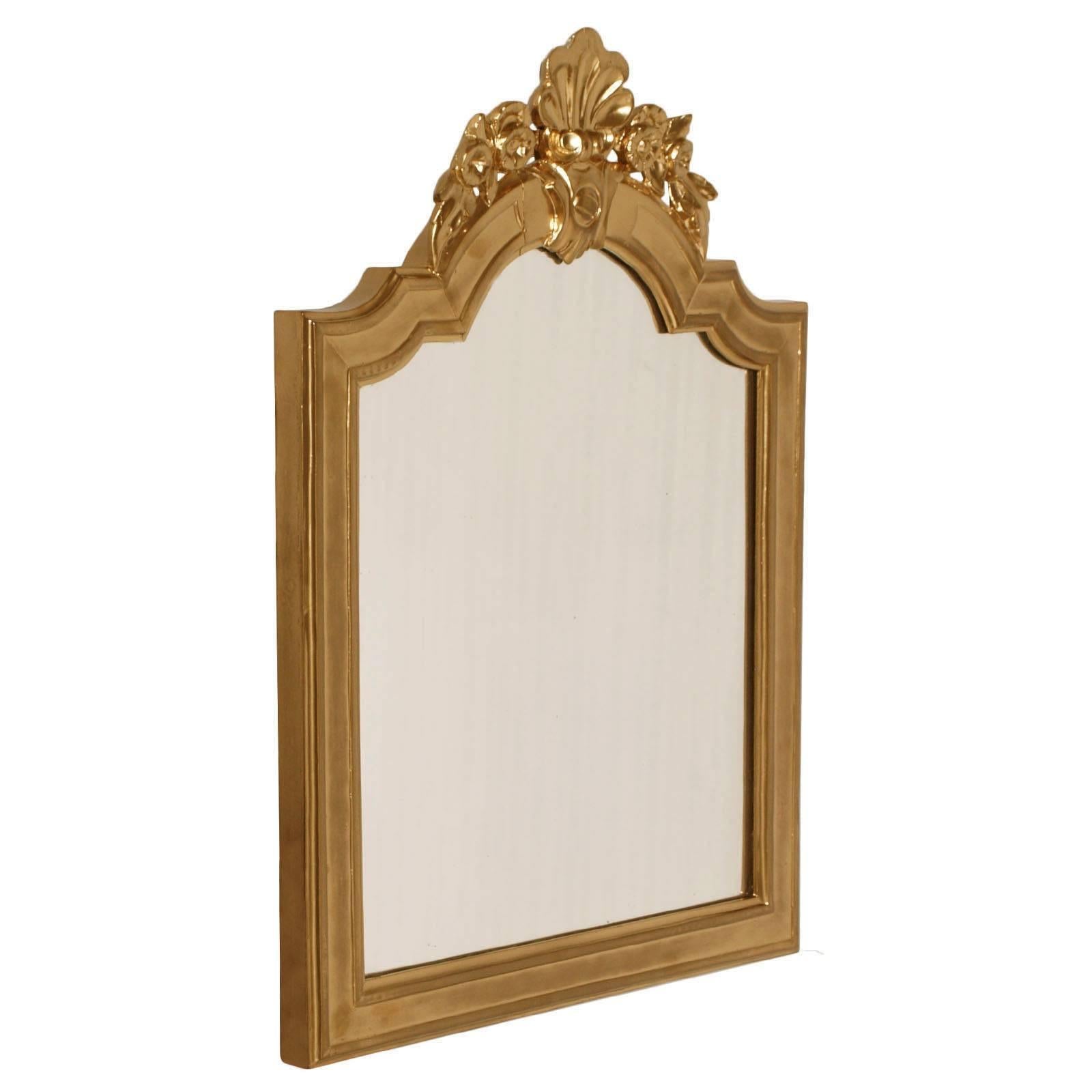 18th Century Italy Hand-Carved Gilt Walnut Gold Leaf Baroque Wall Mirror For Sale