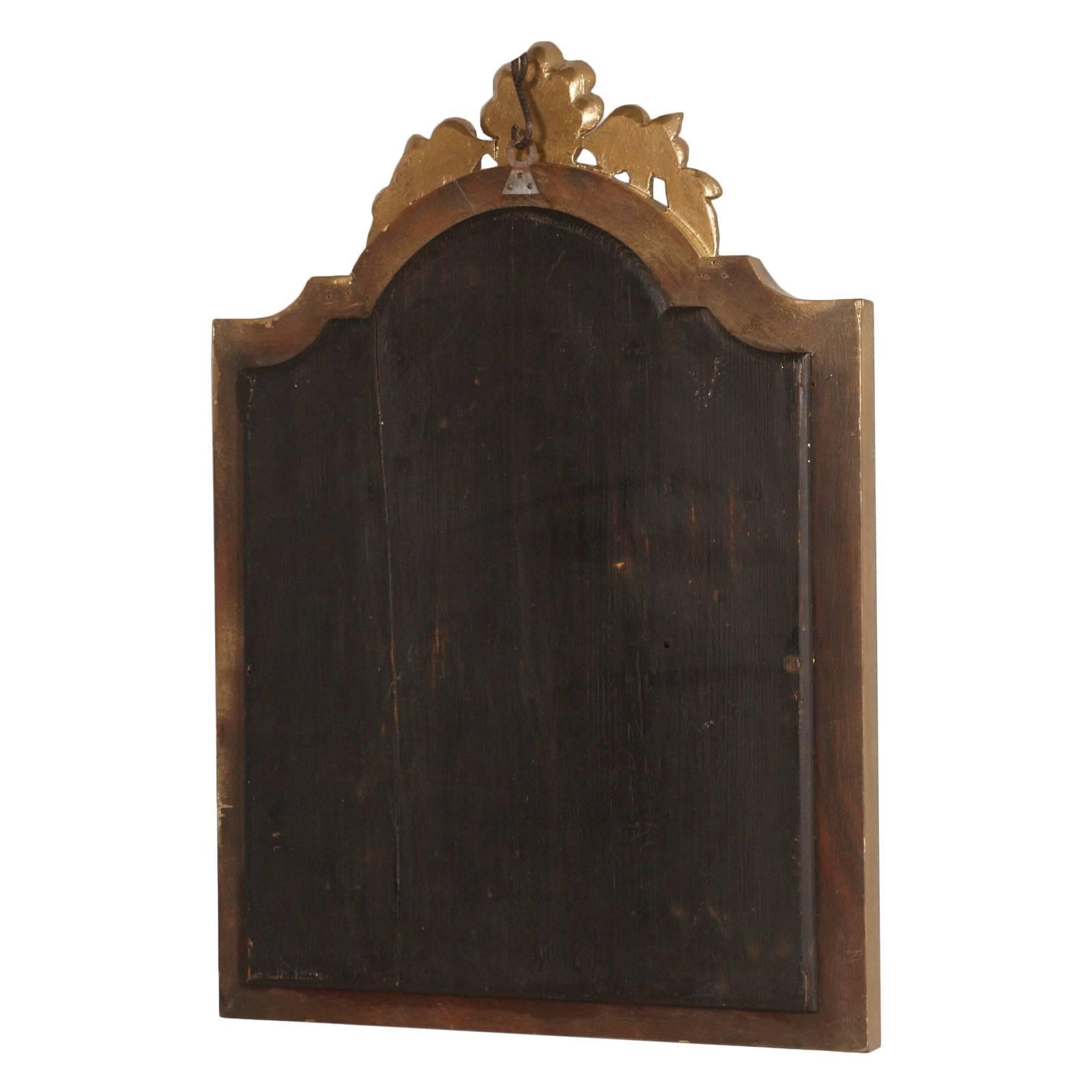 18th Century Italy Hand-Carved Gilt Walnut Gold Leaf Baroque Wall Mirror For Sale 1