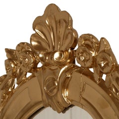 18th Century Italy Hand-Carved Gilt Walnut Gold Leaf Baroque Wall Mirror