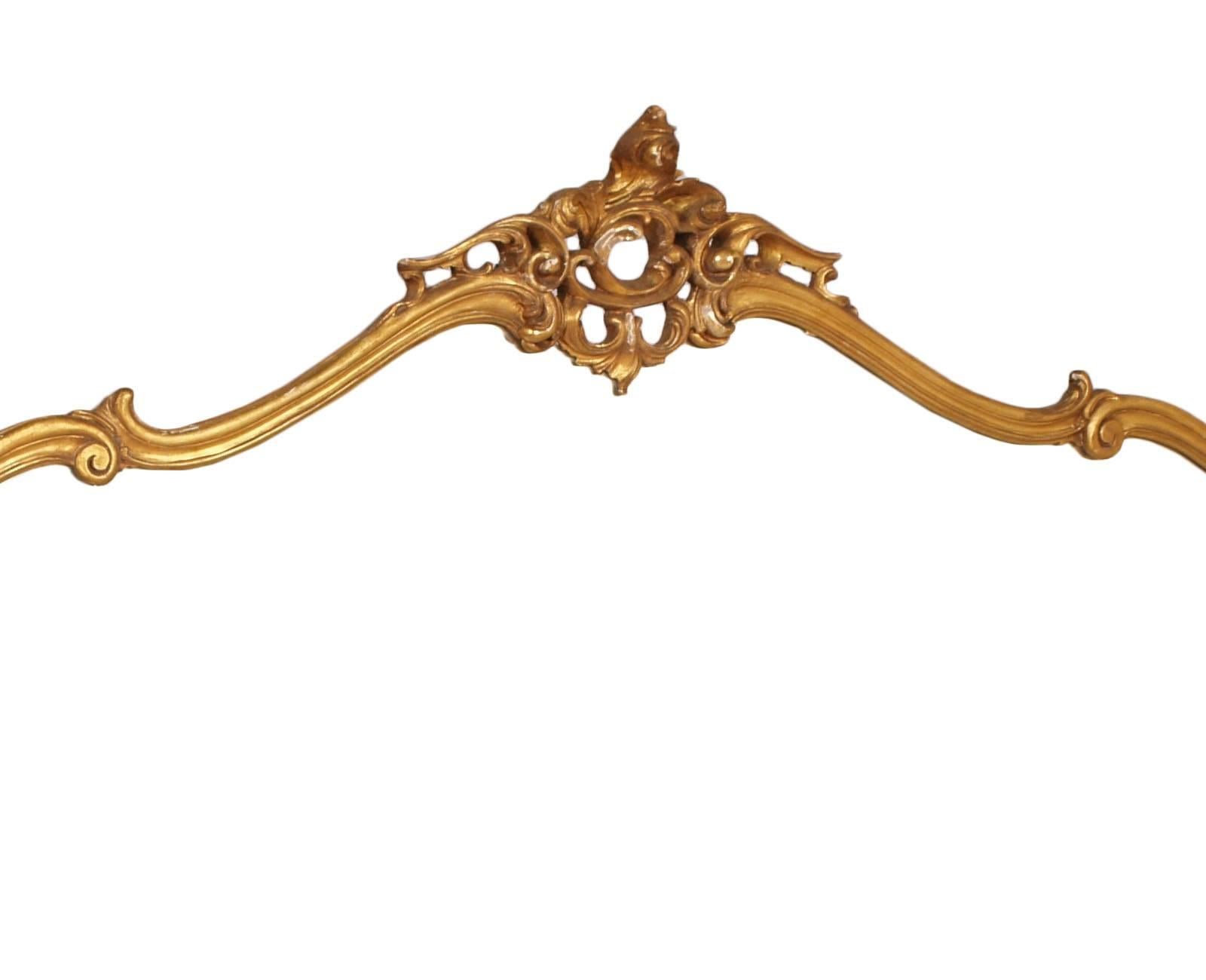 1900s Venetian large Baroque Chippendale wall mirror hand-carved gilt walnut gold leaf

Measure cm: H 116, W 210, D 10.