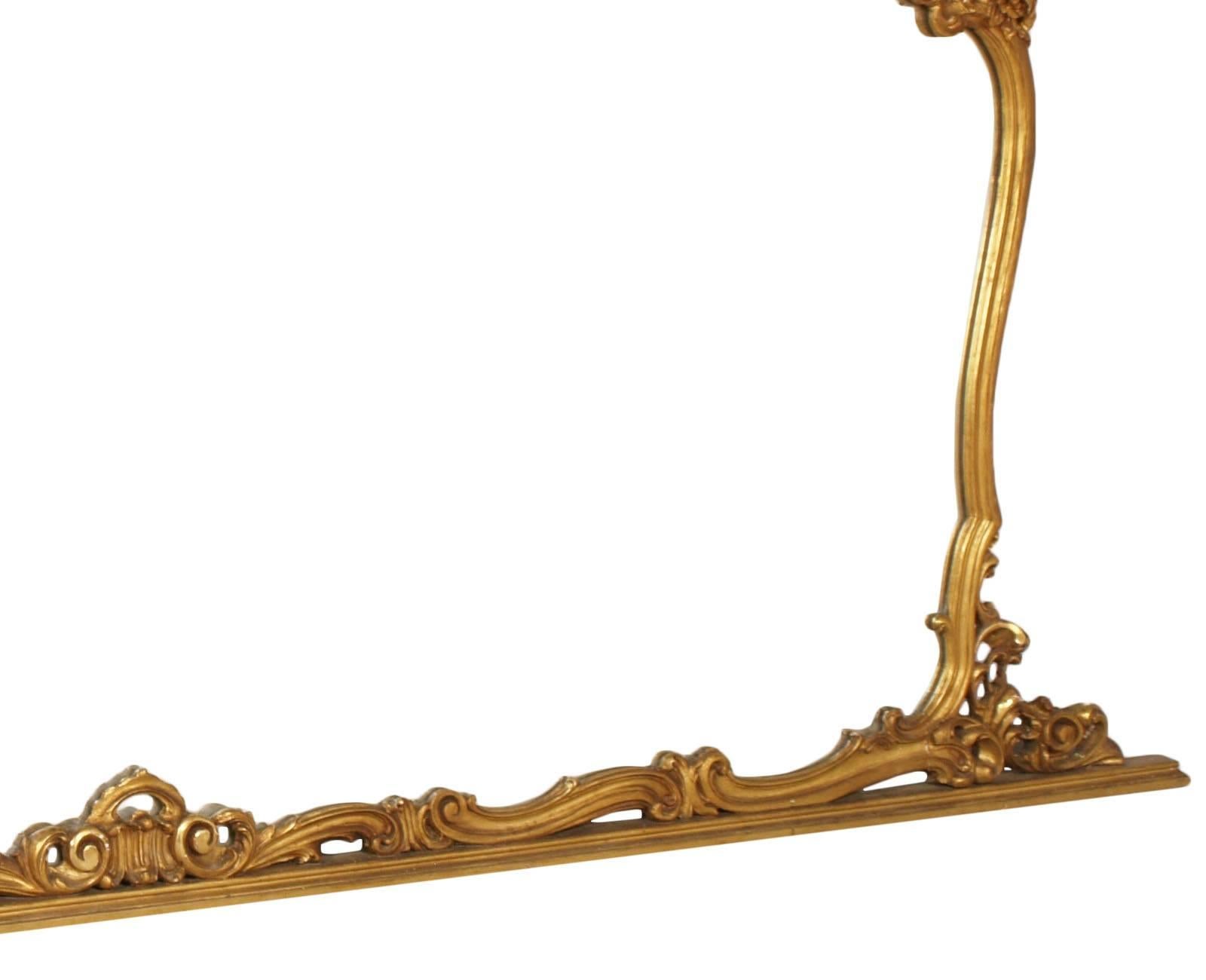Baroque Revival 19th Century Venetian Baroque Wall Mirror Hand-Carved Gilt Walnut Gold Leaf